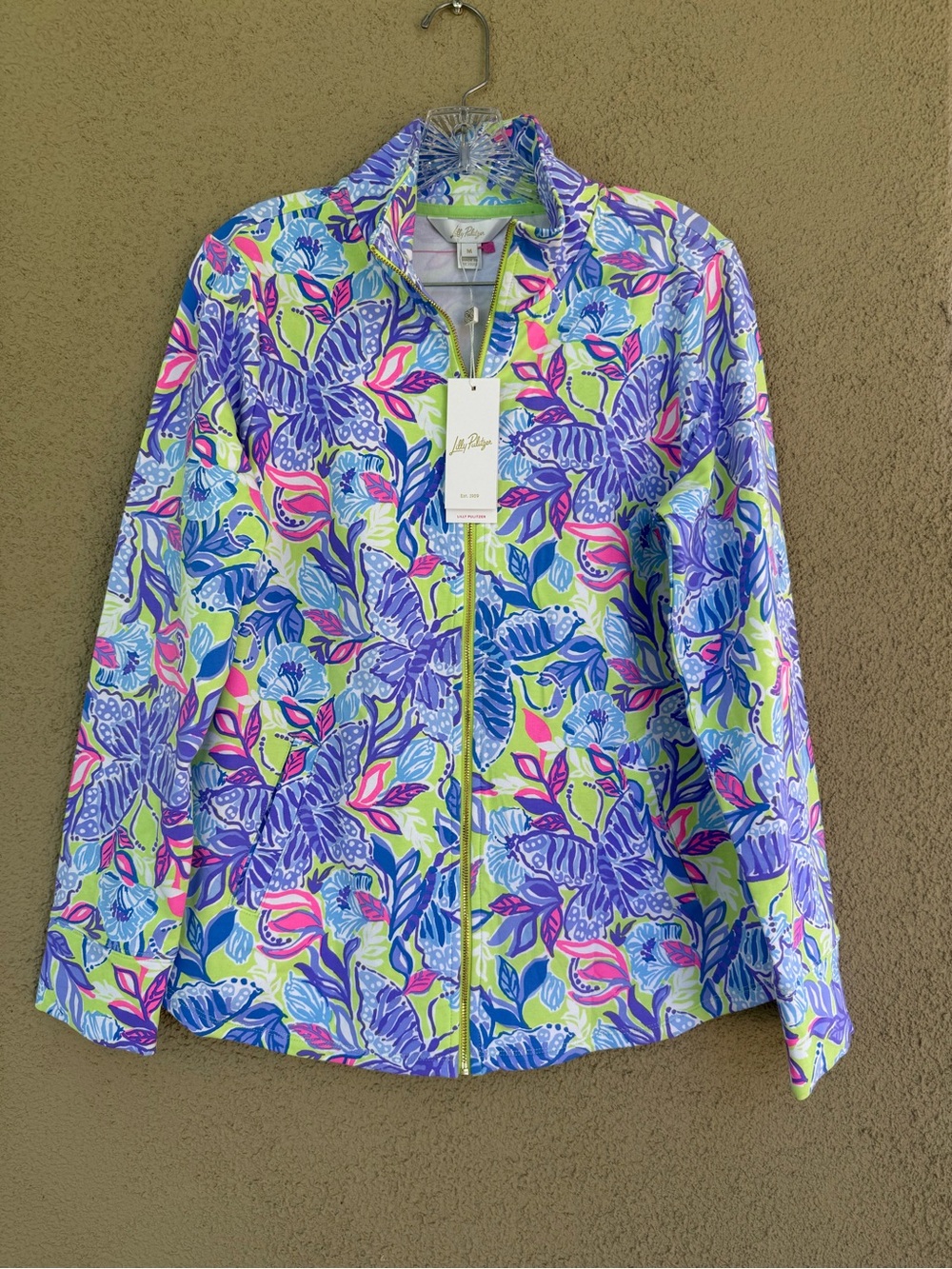 Lilly Pulitzer Women's Multi Floral Zip Button-Down Shirt Jacket- medium